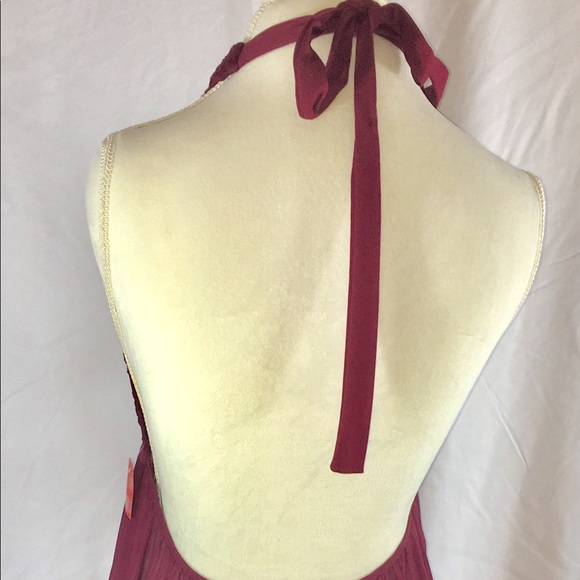 Lace Maroon Halter Nighty - Picture 4 of 4